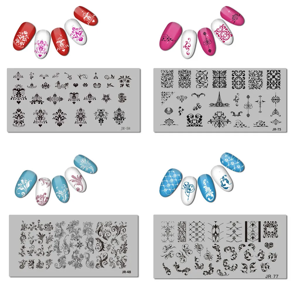 

1pc Porcelain Pattern Nail Stamping Plate Swirl Flowers Nail Template Floral leaf vine Nail Art Stamp Plate Tool DECO Collection