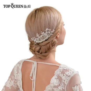 

TOPQUEEN Wedding Bridal Hair Comb Clip Clear Crystal Vintage Hair Comb Pearl Slide Hair Combs Silver Hair Comb Vine HP23