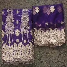 Фиолетовая африканская кружевная ткань bazin riche getzner последняя африканская кружевная ткань bazin brode нигерийская Кружевная повязка на голову 5+ 2 ярда/лот