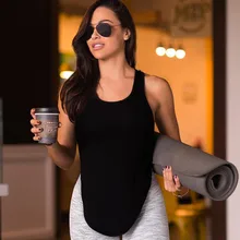 Майка для йоги, Пилатес, женский стиль, футболка с разрезом по бокам, Свободный Топ для фитнеса, жилет, сексуальный, для хип-хопа, для женщин, неровный крой, рубашка для спортзала