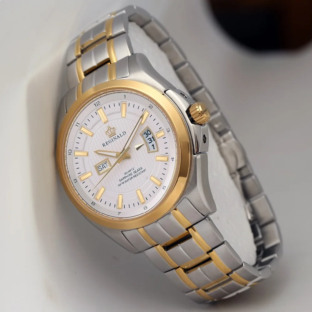 

2016 Reginald Watch Men Gilded Stainless Steel Sapphire Automatic Date Women Mens Sport Quartz Waterproof Watches Reloj Hombre
