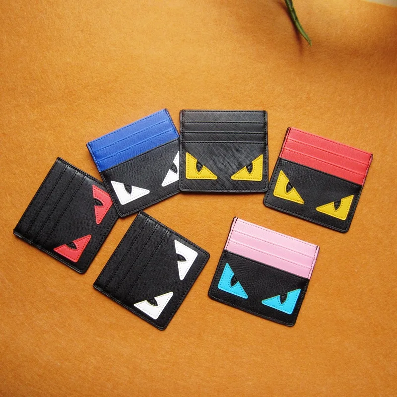 

2019 small Monster wallet card women Unisex Women Lichee Pattern Bank Card Package Angry eyes Coin Bag Card Holder