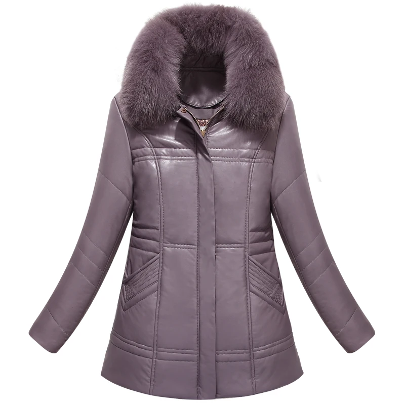 Faux Leather Winter Jacket Women Slim Female Pu Leather Cotton Jackets