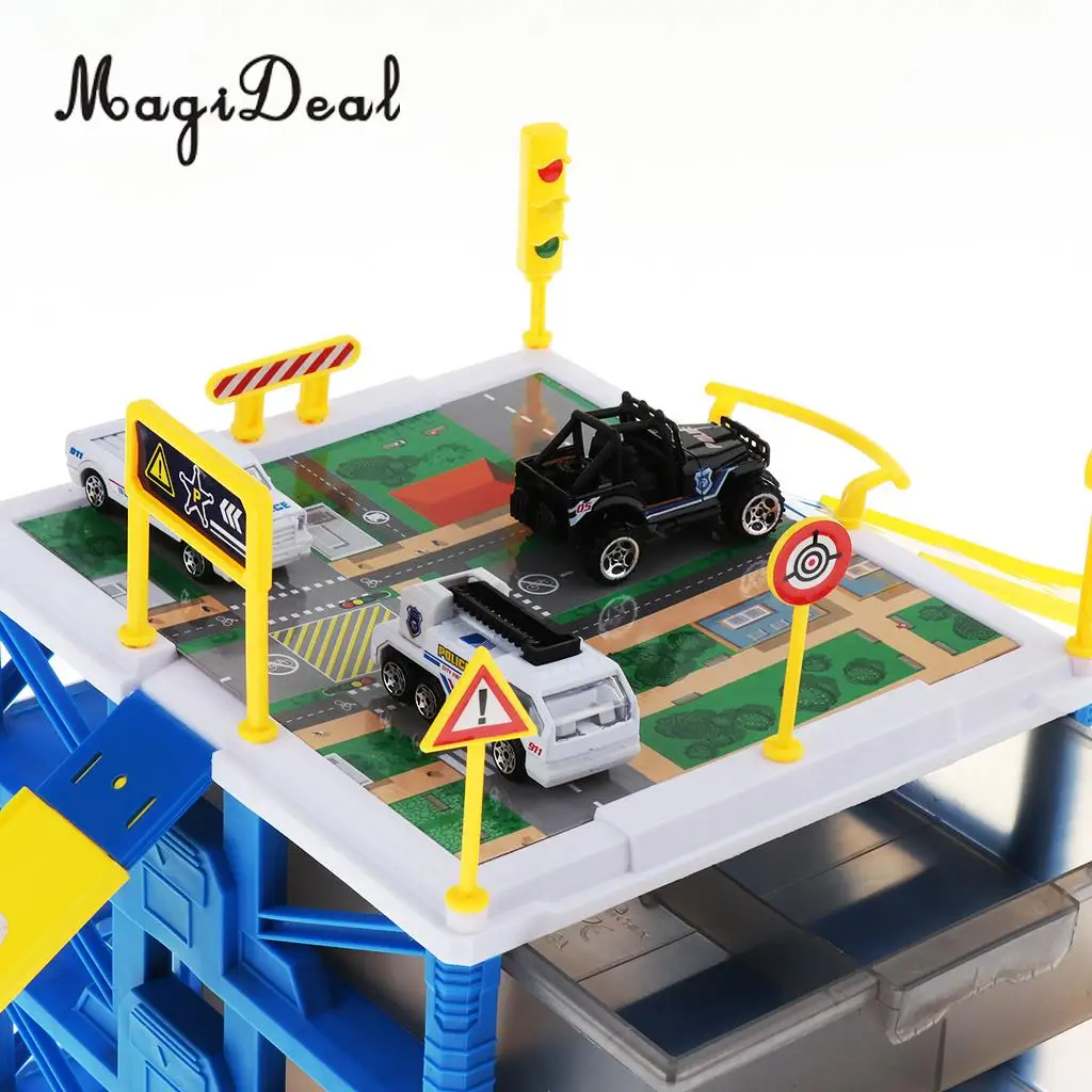 Kids Educational Three-layer Drawers Car Garage Box Storage Parking Lot Building Playset Children Educational Toy