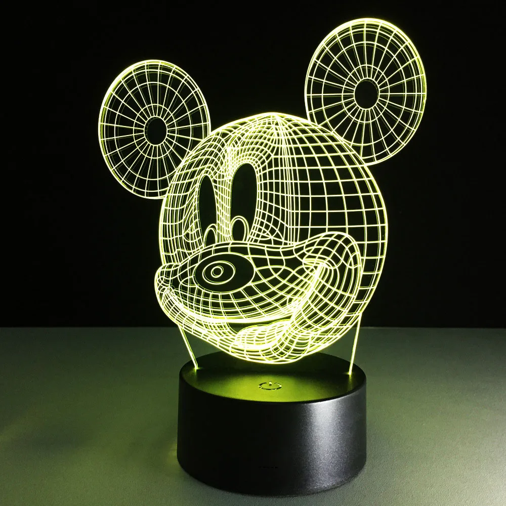 Микки 3D ночник настольная лампа USB Ночной светильник с меняющимися цветами Lampara