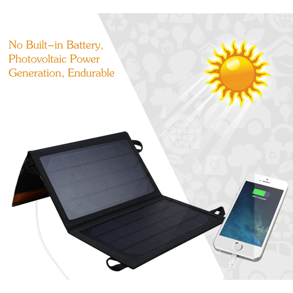 

7W Foldable Solar Panel Battery Charger Power Bank USB Charging IP65 Waterproof Portable for Outdoor Emergency Climbing Riding