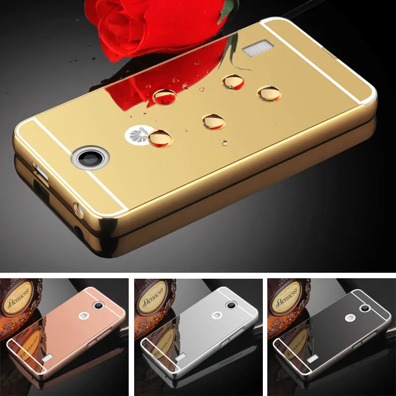 

For Huawei Y635 Case 5.0'' Plating Mirror Aluminum Metal Frame Bumper + Hard PC Back Cover For Fundas Huawei Y635-l01 Y635-l21