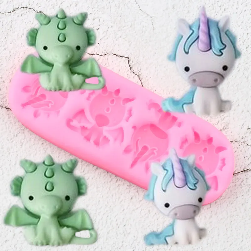 

Dragon Unicorn Silicone Molds Cupcake Topper Fondant Mold DIY Party Cake Decorating Tools Polymer Clay Candy Chocolate Moulds