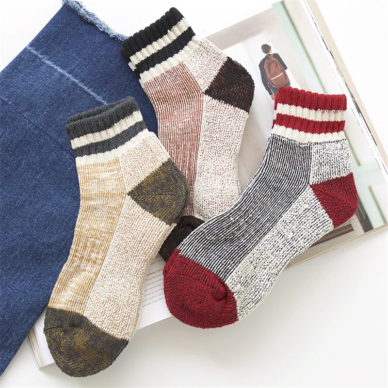 [EIOISAPRA] Японский низкие носки мужские в полоску плотные теплые повседневные мужские носки Короткие хлопковые дышащие мягкие экипажа Hombre meias