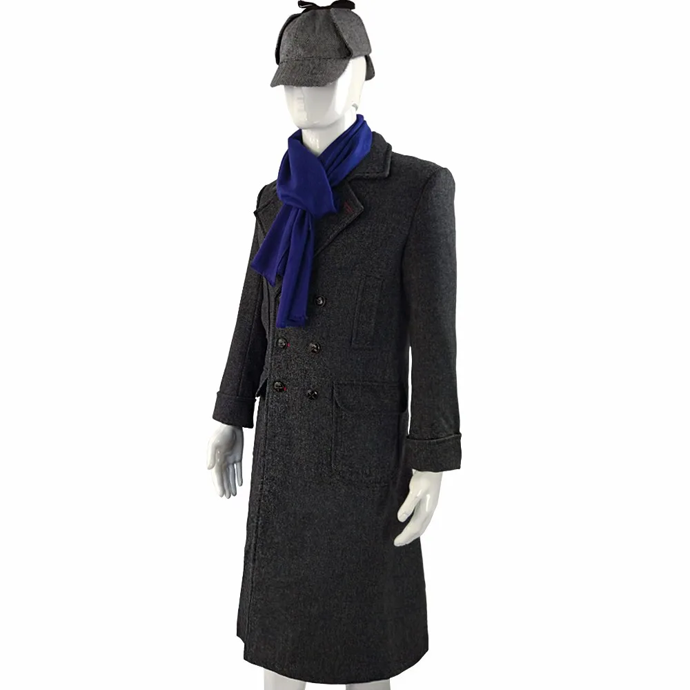 Sherlock Holmes Cape Coat Costume Cosplay Jacket Wool Christmas Gift With Scarf4