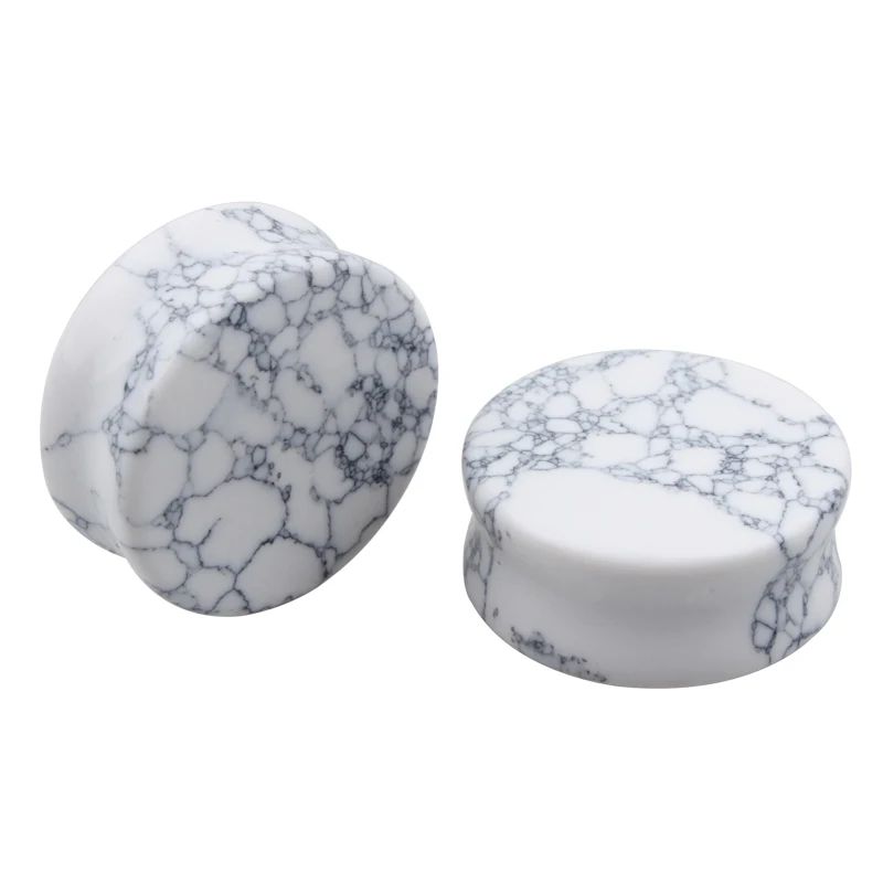 1 пара белых Howlite серьги из органического камня пробки измерительные приборы пирсинг ювелирные изделия ушной эспандер носилки серьги 5 мм-25 мм натуральный ореха