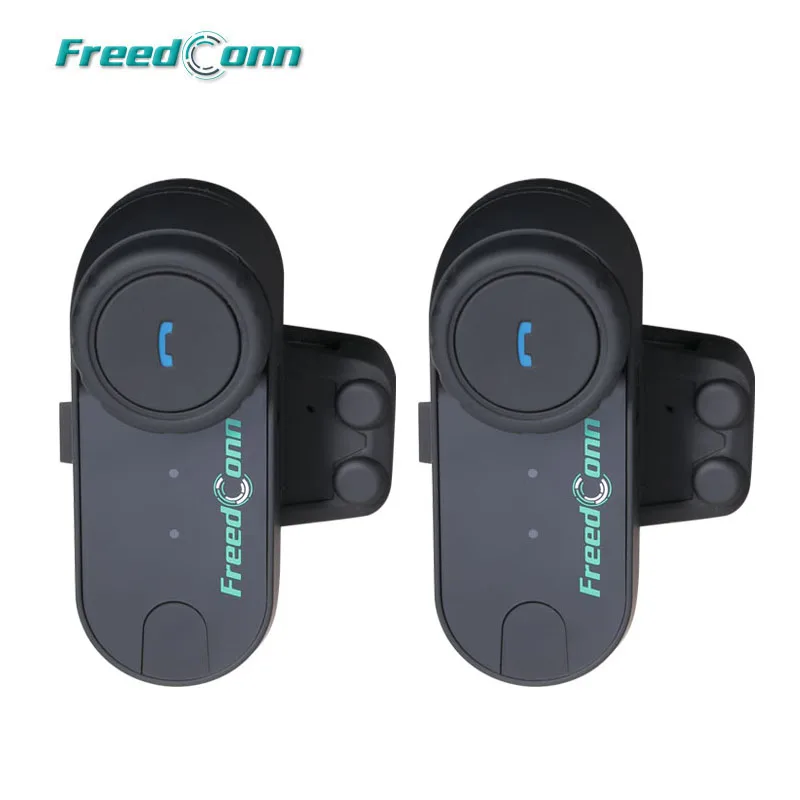 2pcs FreedConn T-COM FM Bluetooth Motorcycle Helmet Intercom Interphone Headset+Soft Microphone for Full Face Helmet