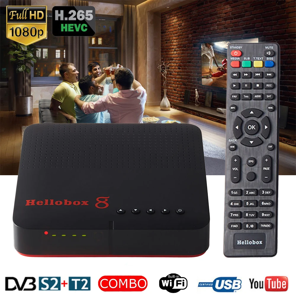 

Hellobox 8 Satellite Receiver DVB-T2 DVB-S2 Combo TV Box Twin Tuner Support TV Play On Phone Set Top Box Satellite Finder