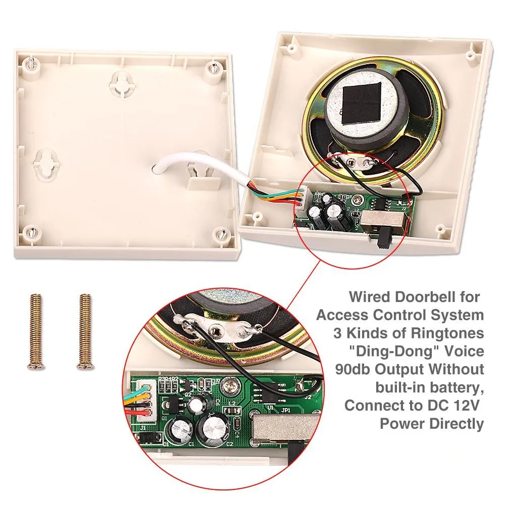 DC12V электронный проводной дверной звонок Ding-Dong сухой аккумулятор подключается к 3 типам мелодий для домашней двери системы контроля доступа