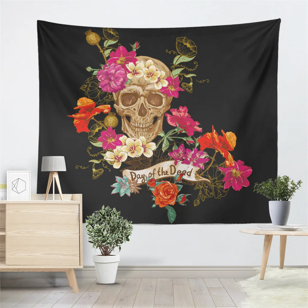 GT-23-1 Boho сахарный череп гобелены розовыми цветами и с принтом перьев для стены навесной домашний декор Гостиная всюду ковёр на открытом воздухе одеяло для кемпинга D45 - Цвет: GT-23-1