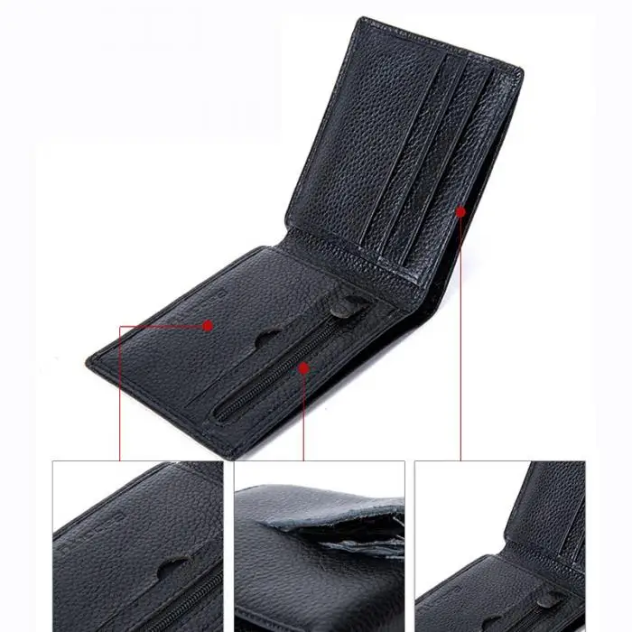 New Arrival Fashion Men Genuine Leather Wallet With Coin Pocket Thin Purse Cards Holder Purses