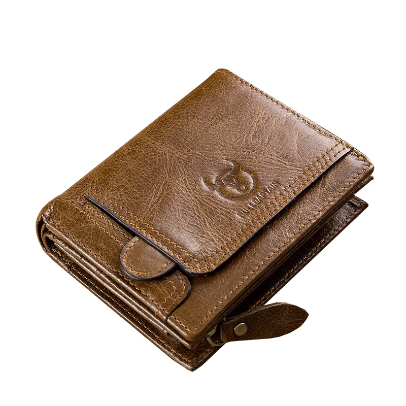 

Brand New Design Men's Wallet Real Genuine Leather Short Buckle Retro Casual Multifunction Coin Zipper&Hasp Male Money Bag Purse