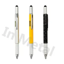 В металлической многофункциональной стилус с сенсорным экраном с отверткой шкала линейки уровень духов 6 в 1 емкостный инструмент, шариковая ручка