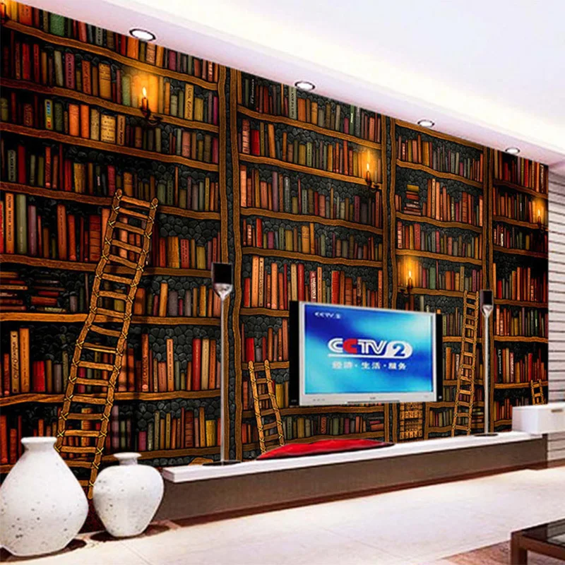 3D обои классика книжная полка картина маслом фотообои учебный фон для гостиной
