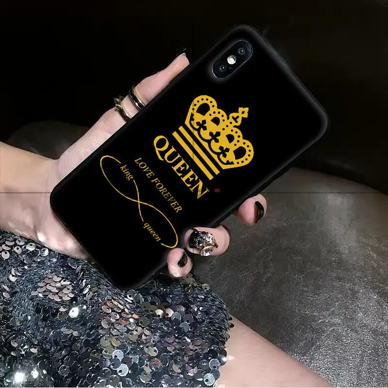 Babaite король и королева пара Корона черный чехол для телефона оболочка Apple iPhone 8 7 6 6S