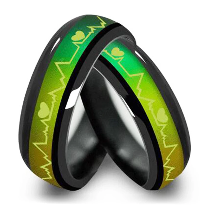 

6mm Changing Color ring Temperature Rings Mood Emotion Sentiment Feeling Rings Set ECG ring For Women / Men