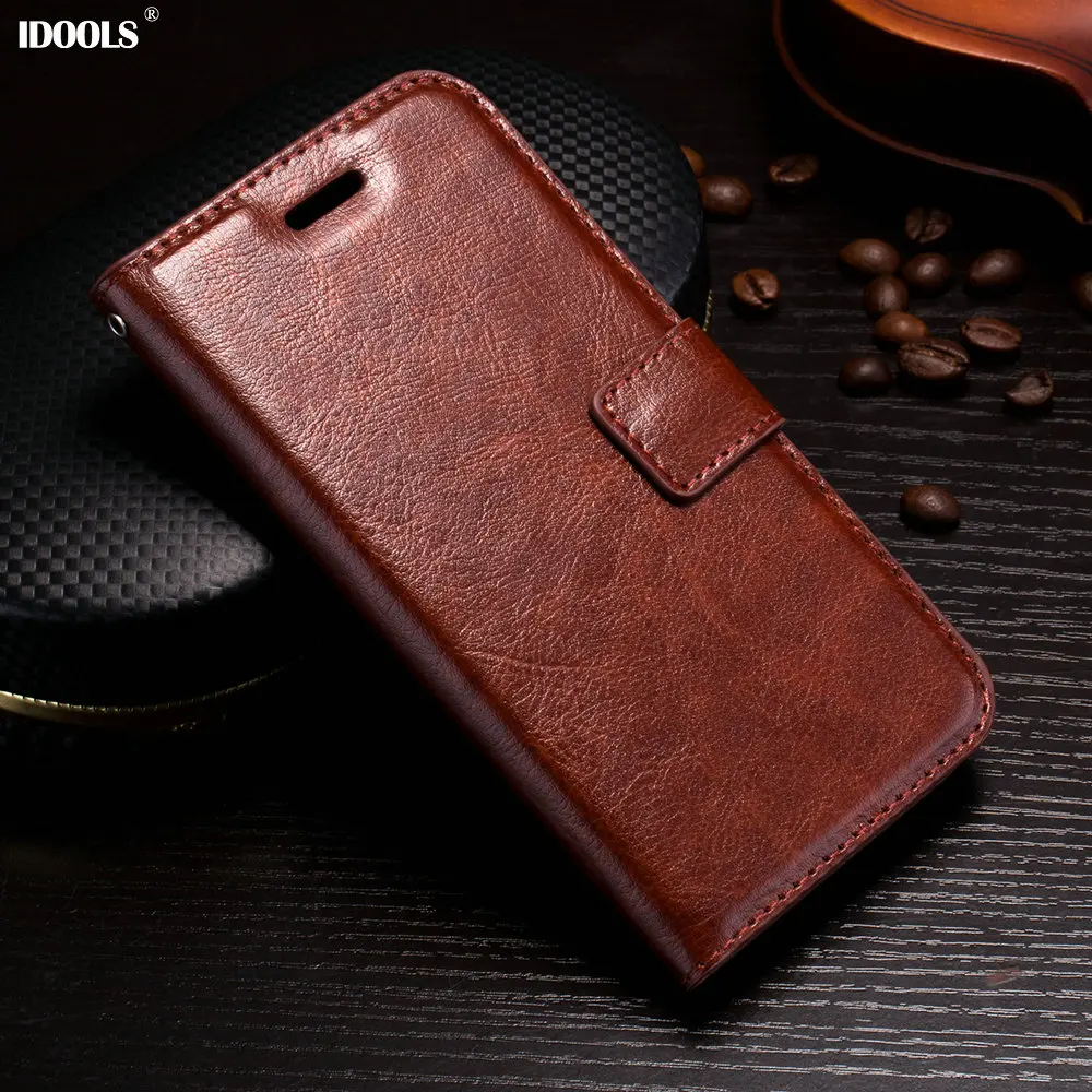Solid Case for iPhone X Edition 10 5.8 Inch IDOOLS Vintage PU Leather Wallet Covers Luxury Phone Bags Cases for iPhone 8 Plus