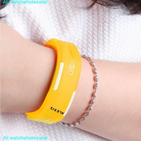 DW447F Rectangular Yellow Watchcase Silicone Yellow Band Men Women Digital Watch