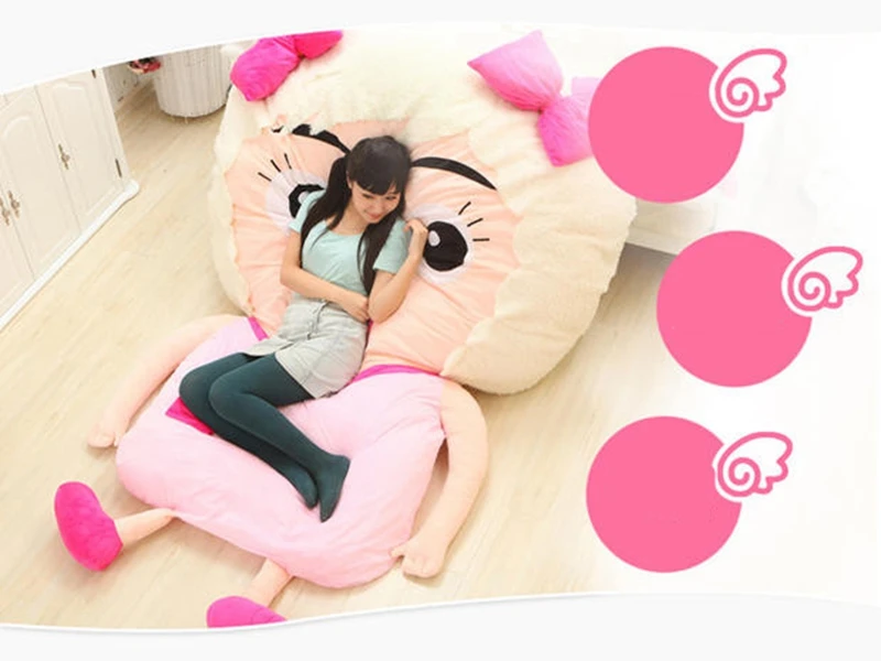 Dorimytrader Kawaii Cartoon Sheep Plush Beanbag Anime Character Sleeping Bag Bed Sofa Tatami  for Adults and Kid Gift Room Decoration 200x150cm DY50179   (9)