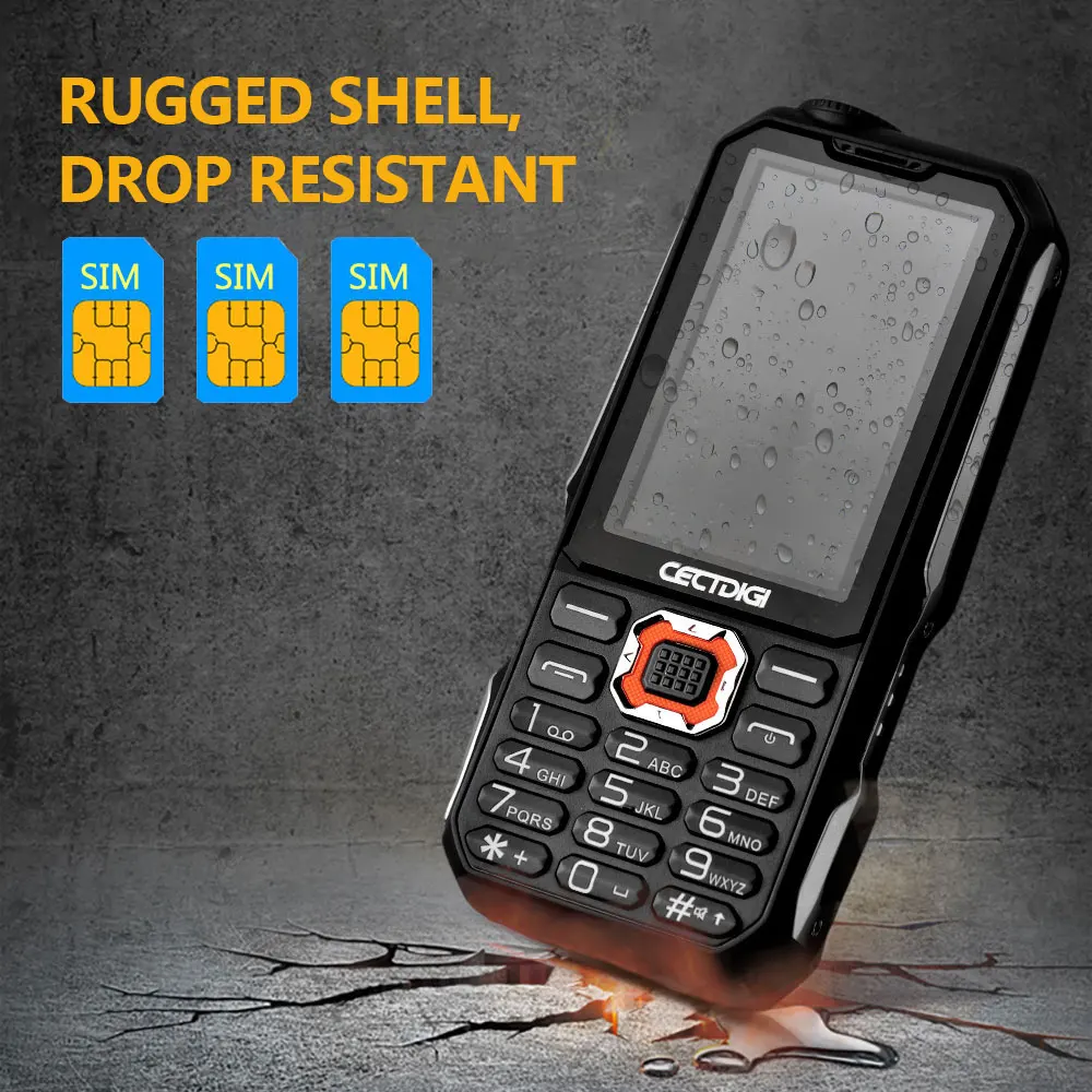 3 sim карты телефон cectdigi T19 3D стерео Динамик Открытый прочный мобильный Запасные