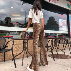 Модные леопардовые сексуальные свободные брюки 2019 узкие брюки новые повседневные женские уличные Горячие в полоску, с высокой талией
