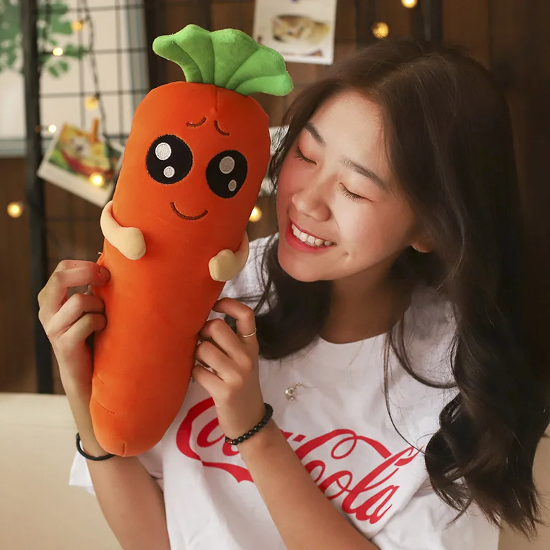 Lantiger 45 см мультфильм улыбка плюшевая морковка игрушка милая имитация овощей Подушка-Морковка куклы набивные игрушки для детей подарок - Цвет: Sad
