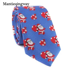 Mantieqingway Рождество шеи Галстуки для мужчин полиэстер жаккардовые Санта Клаус Узор Галстук Повседневное Бизнес мужские галстуки подарки
