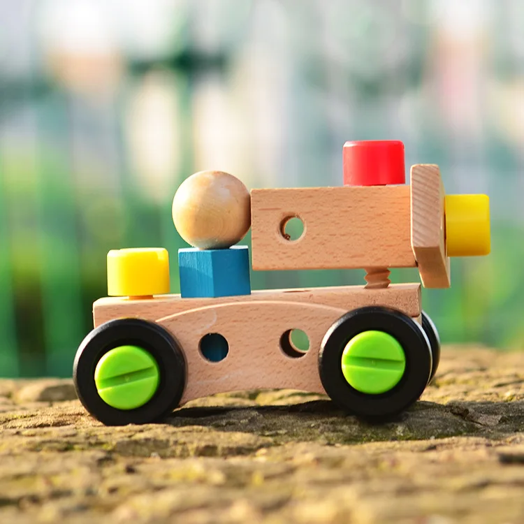 Kids wooden toy assembly reassemble Building Blocks 30PCS changed nut