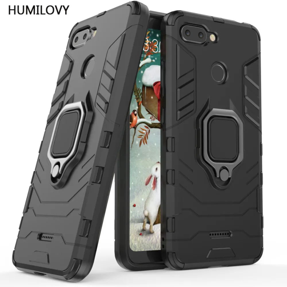 

For Xiaomi Redmi 6 Case Redmi 6 Pro Cover Car Magnetic Bracket Finger Ring TPU+PC Stand Armor Case for Capa Xiaomi Redmi 6A Case