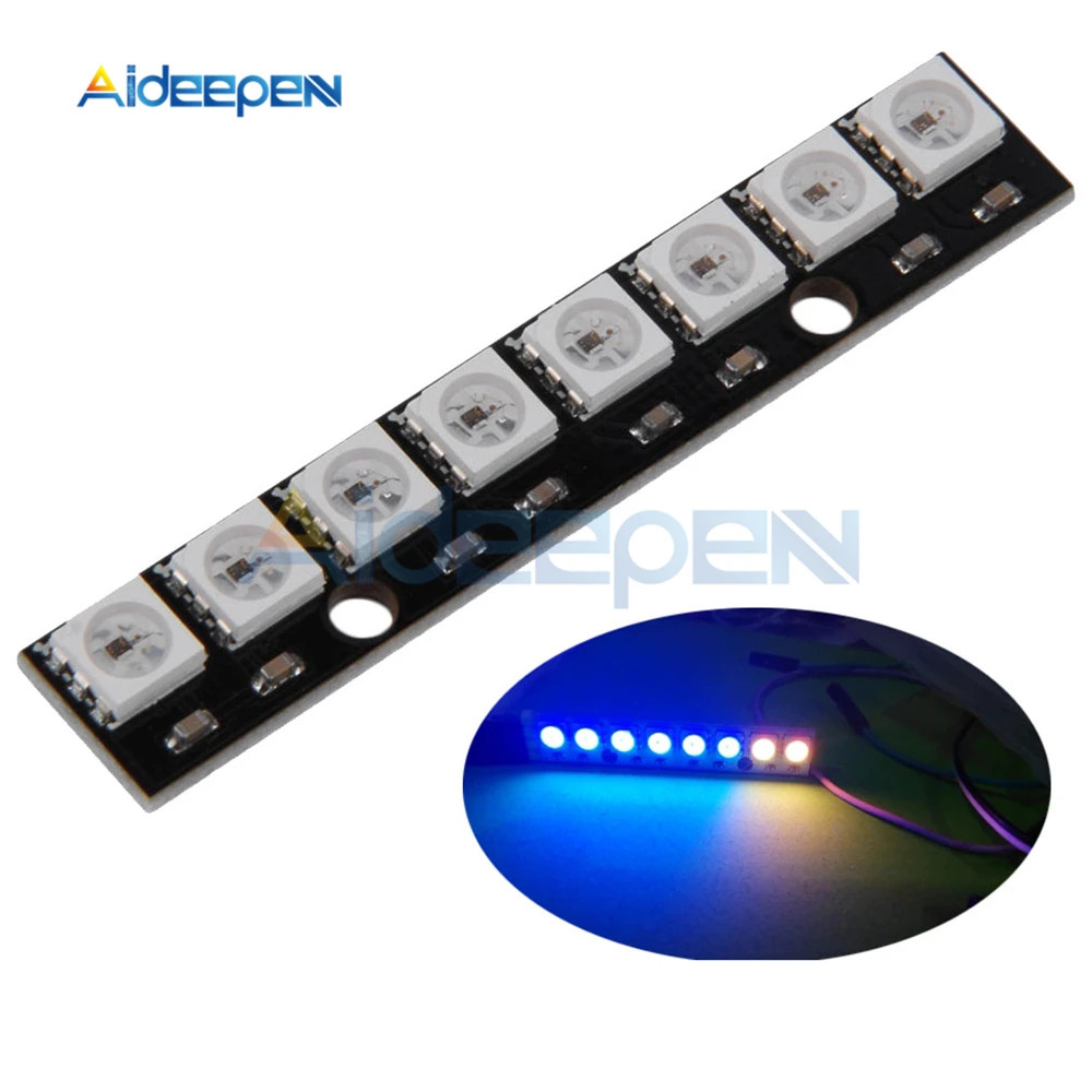 WS2812 WS2812B WS 2811 5050 RGB светодиодный светильник Панель модуль 5V 8-канальный сетевой видеорегистратор 8-Bit Радужный светодиодный точный для Arduino Black Board