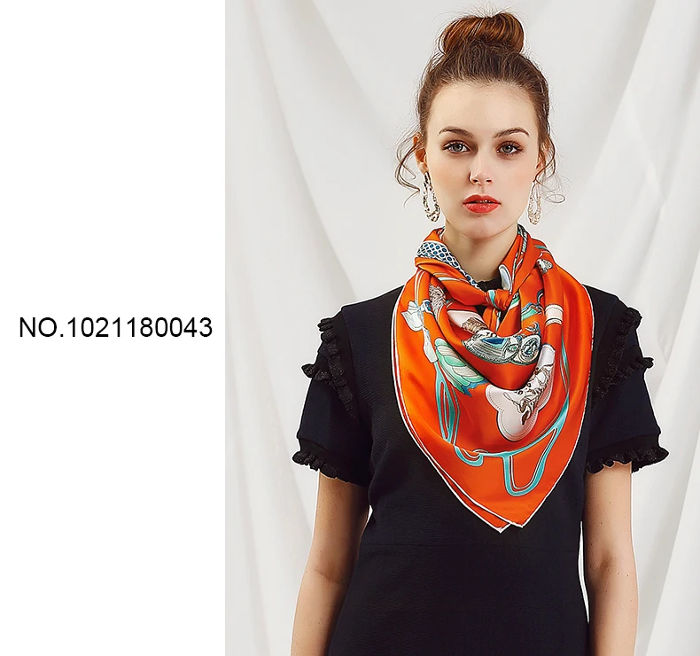 [BAOSHIDI] Высокое качество женские модные шарфы, чистый шелк атласная ткань шарф, роскошный подарок для женщин, 106x106 см ручная работа