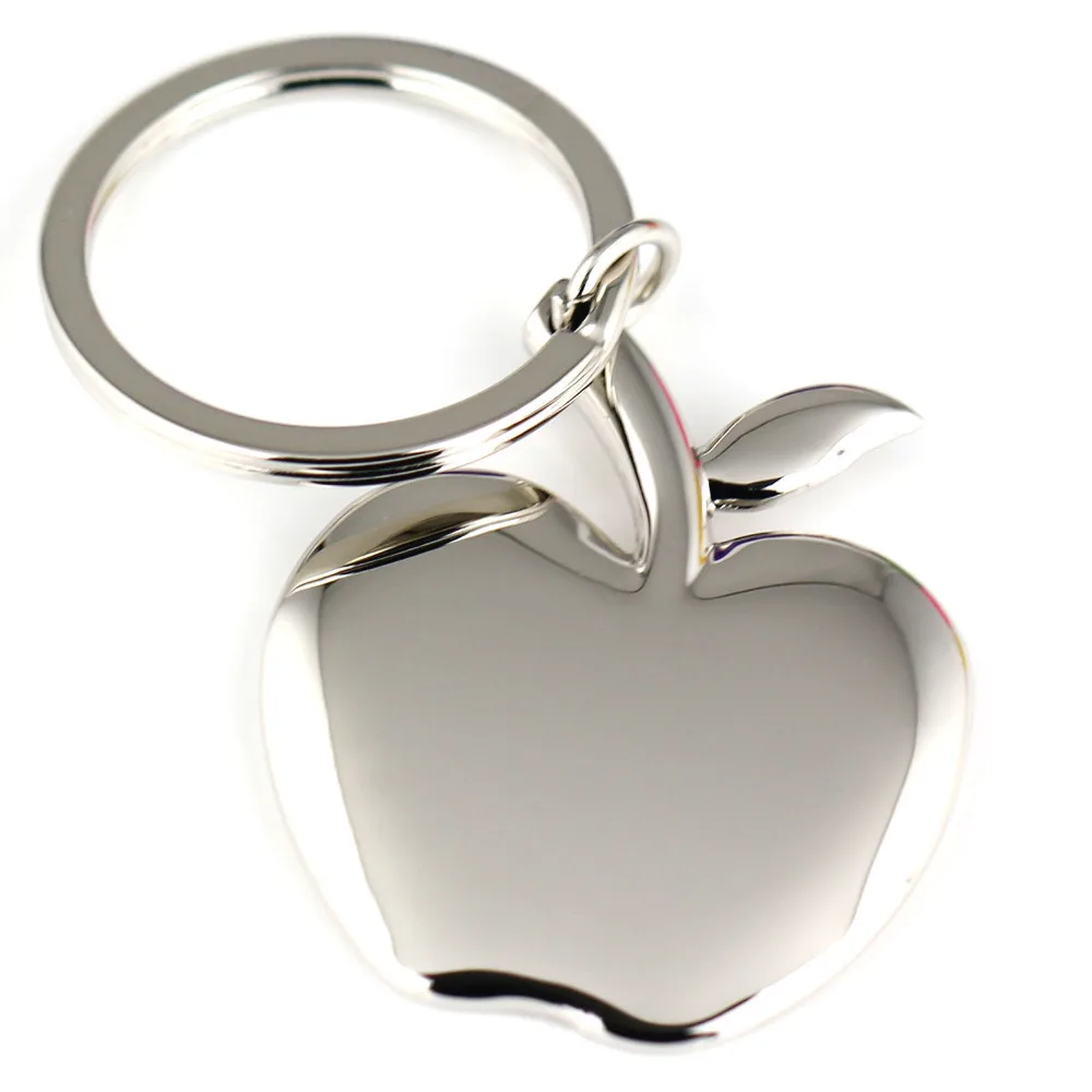 Silver Apple Keychain Polished Chrome Creative Fashion Model Key Chain