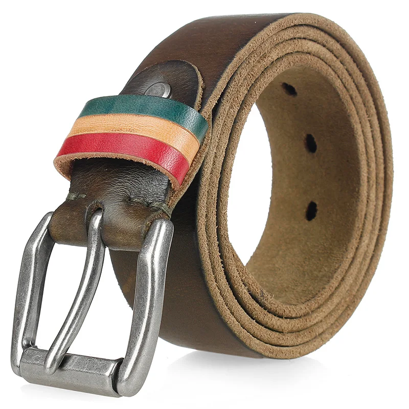 

562 New Fashion Top layer Leather Belt men and Women with 3.8 wide belts and 4 mm Thick Men's Genuine leather Belt