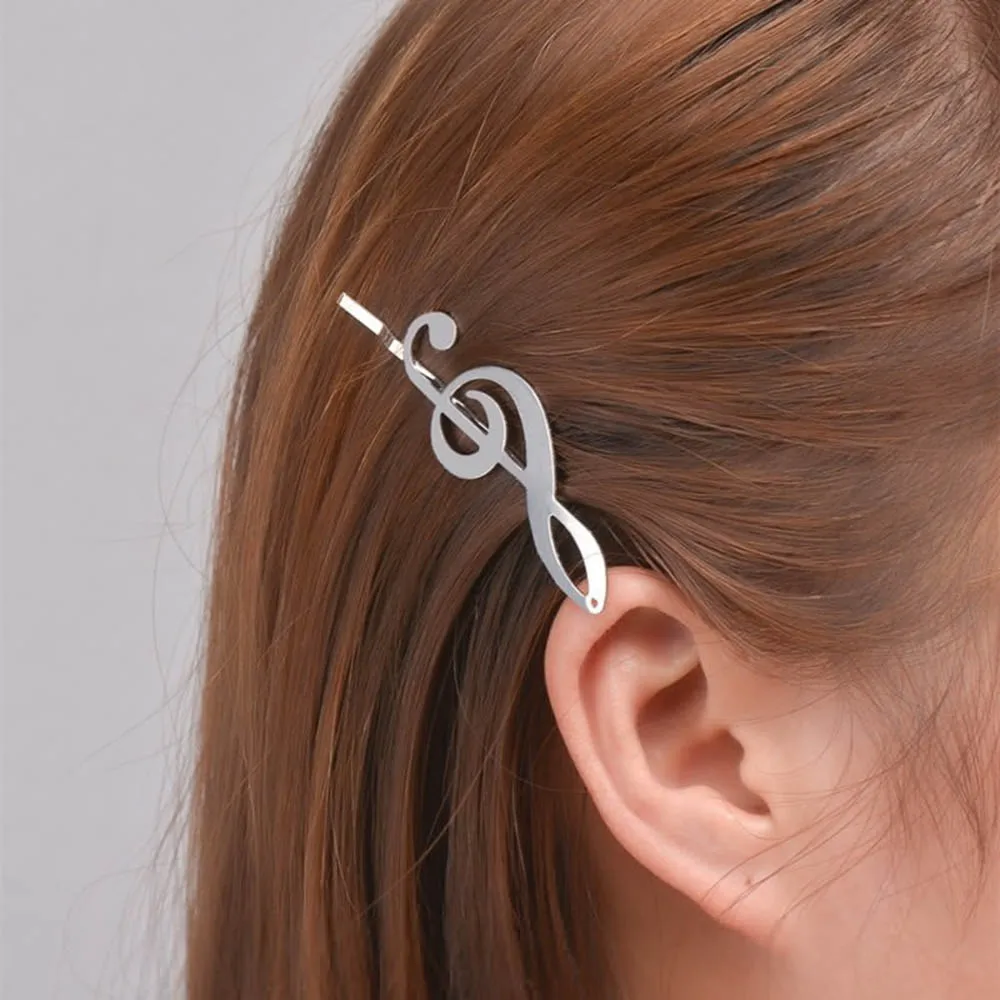 

1 pcs Personality Punk Wind Hair Clip Music Tone Note Gold/Sliver Color Women Hairpin Barrette Hair Clip Accessories