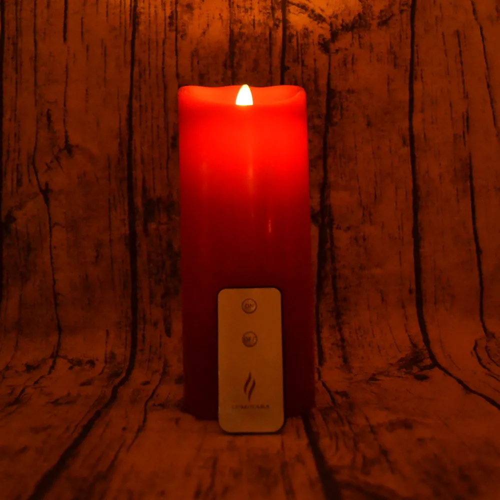 9inch Red Flameless Wax LED Candles Battery Operated Dancing Moving Flickering Candle Light Lamp for Wedding Church with Timer | Дом и сад
