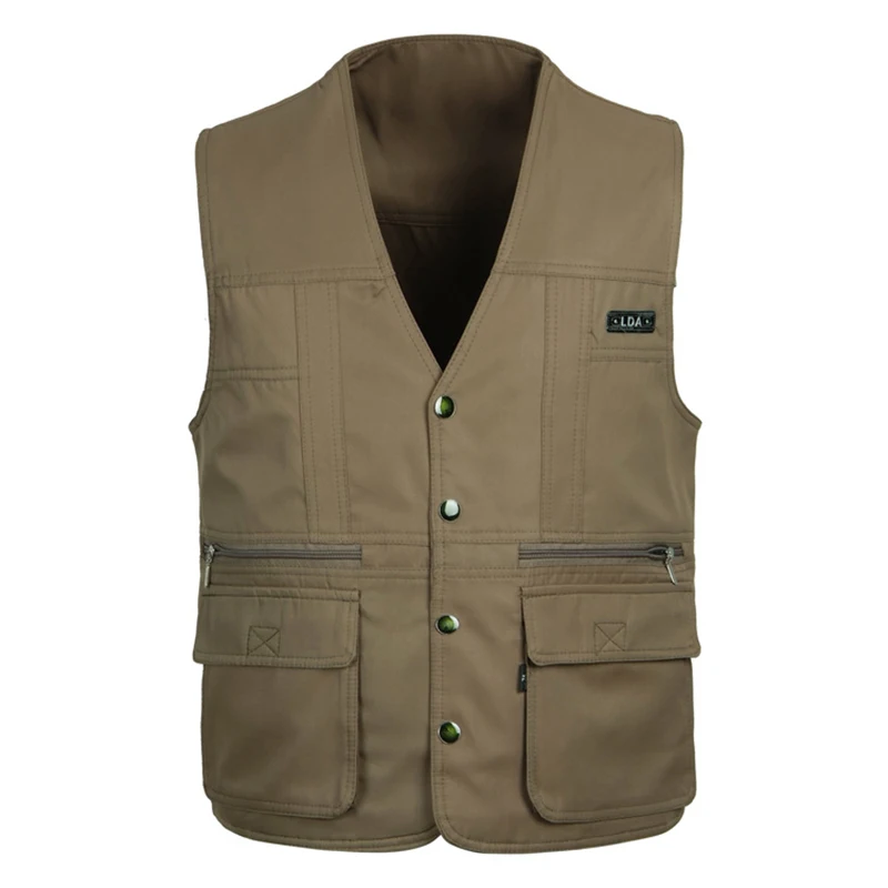 

Classic Thin Sleeveless Men Jacket With Many Pockets Summer Casual Photographer Reporter Multi Pocket Vest For Male Waistcoat