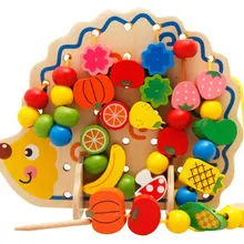 Для раннего развития головоломка Монтессори игрушка деревянный Ежик фрукты шарик лабиринт