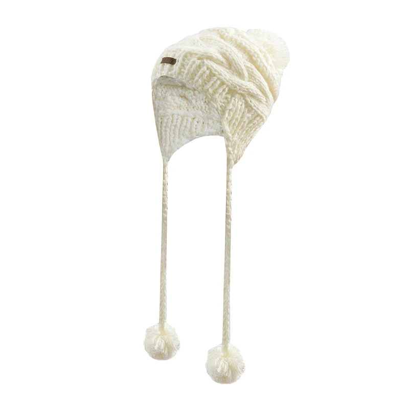 ROYALWAY женская уличная шапка зимние теплые вязаные шапки походные шапочки для кемпинга хлопковый бант Femme новое поступление# RPCL4550F - Цвет: MJ0002 White