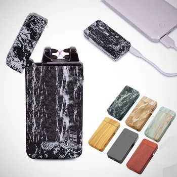 

Dual Arc Plasma Lighter Black Marble Electric Cigarette Lighter Usb Rechargeable Windproof FlameLess Turbo Lighter Gifts for Men