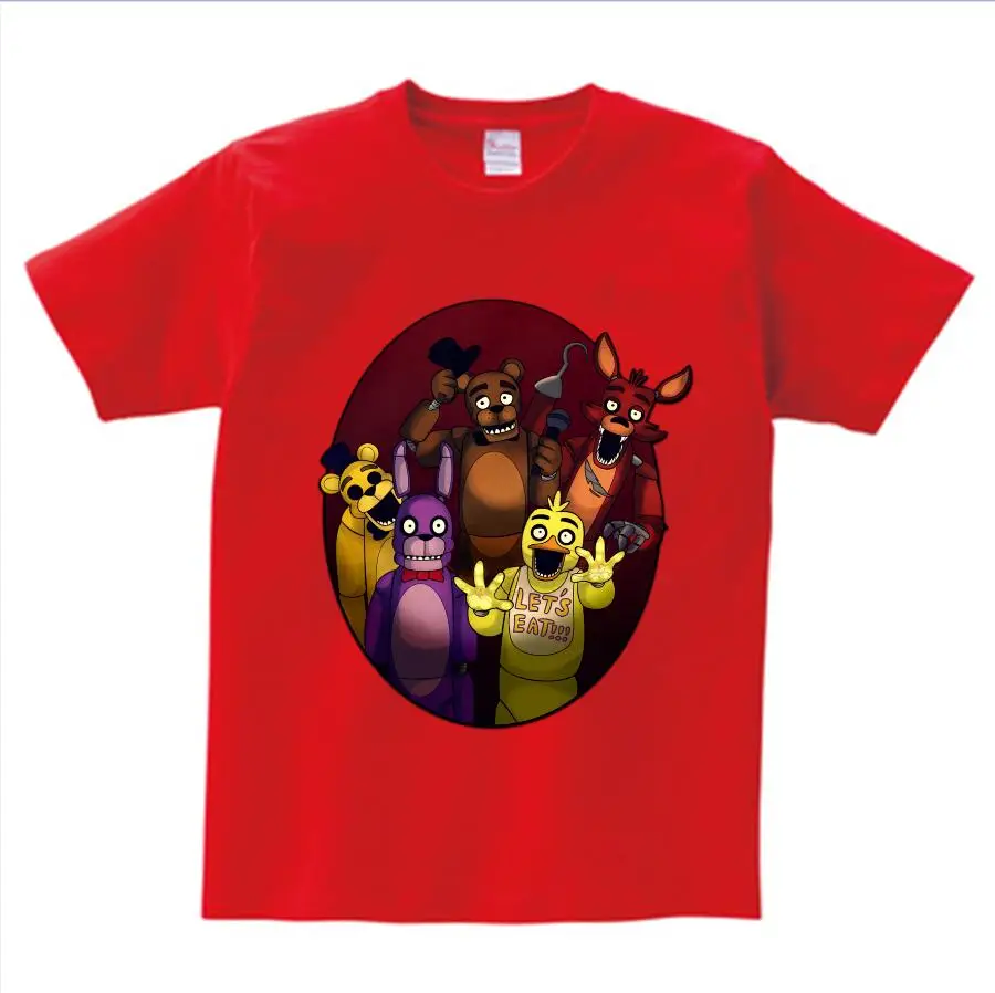 Футболка для мальчиков camisetas/летний топ с принтом «пять ночей с Фредди», Детская футболка одежда для детей футболки для мальчиков и девочек с принтом «Фредди 2», От 2 до 15 лет - Цвет: red  childreT-shirt