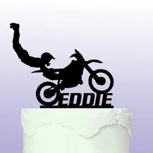 Пользовательские мотокросс название цвета торт ко дню рождения топперы Свадебные Baby Shower мальчишник тематические украшения
