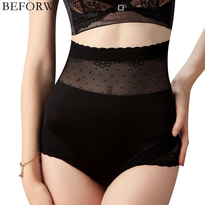 BEFORW Summer Sexy Net Yarn Body Shaper High Waist Seamless Postnatal Control Panty Ultra thin Breathable