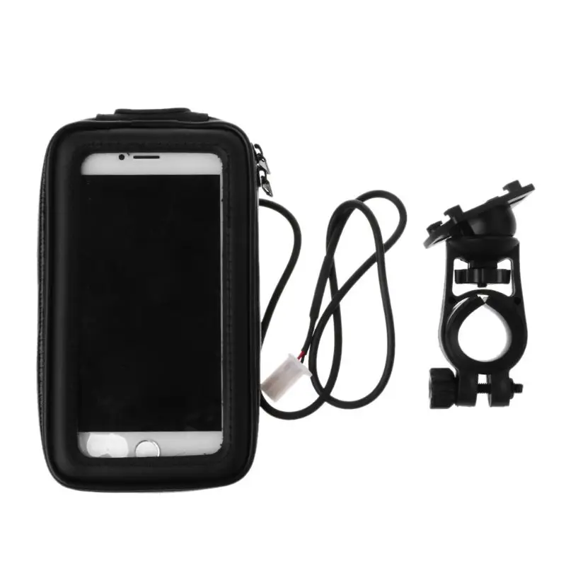 

Phone Holder Cradle USB Charging Bag Waterproof Microphone Pouch Motorcycle Mount Handlebar Bike Bicycle Adjustable 360 degree