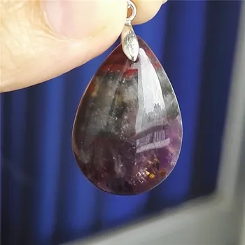 

Genuine Purple Red Natural Auralite 23 Pendant Crystal Water Drop Necklace Fashion Pendant Women Men 30X20X10mm
