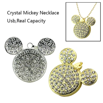 

Jewelry USB Flash Drive 64GB Diamond Mickey Creativo USB Key Necklace Pen Drive 32GB Memory Stick 8GB Pendrive 128GB Girl Gift